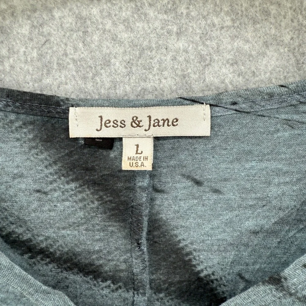 Jess & Jane Abstract Tunic Top 3/4 Sleeve Asymmetrical Hem Women's‎ Size Large